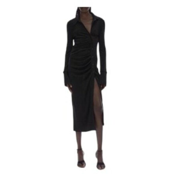 Helmut Lang Asymmetrical Shirt Dress in Black XS NWT - Picture 1 of 1